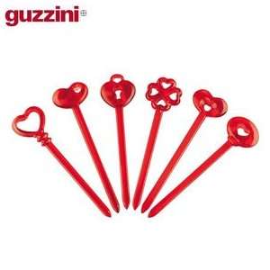    65 Love 4 Inch Picks for Appetizers, Red, Set of 6