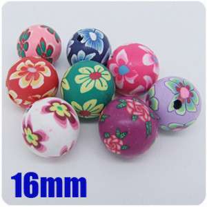 12Pcs mixed fimo polymer clay round beads bead 16mm R14  