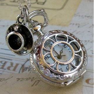 Alice in Wonderland Tea Party Steampunk pocket watch necklace