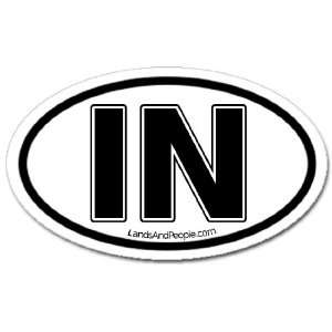  Indiana IN Car Bumper Sticker Decal Oval Black and White 