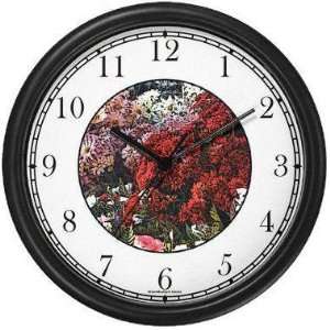 Flower Garden (JP6) Wall Clock by WatchBuddy Timepieces (Black Frame)