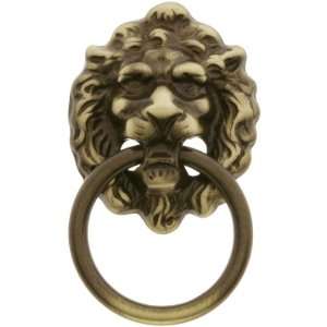  Lion Head Ring Pull In Antique Brass