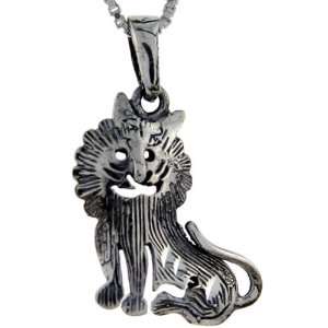  925 Sterling Silver Lion Pendant (w/ 18 Silver Chain), 1 