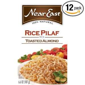 Near East Toasted Almond Rice Pilaf Mix, 6.6 Ounce Boxes (Pack of 12 