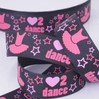 22mm LOVE2Dance Ballet printed Grosgrain ribbon 5/50 yards（3 