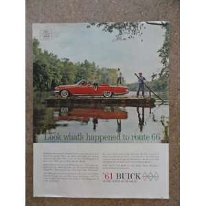 1961 Buick, Vintage 60s full page print ad. (red car on raft 