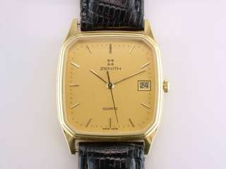 Vintage Zenith Solid 18K Yellow Gold Mens Retro Wrist Watch  