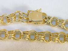 14K Yellow Gold 7.25 Triple Loop Charm Bracelet 13.92g  