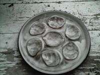 VINTAGE FRENCH POTTERY OYSTER or SNAILS or CLAM PLATE BROWN & CREAM 