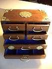 Vintage  Japanese  Solid Wood and Brass 6 Drawer  Handled  Jewelry Box