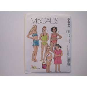  McCalls Pattern 4818 Girls Cover Up, Tops and Bottoms 
