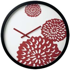  Red Flowers 20 Wide Contemporary Wall Clock
