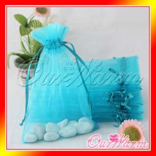 50 Aqua Blue 4x 6 10x15cm Strong Organza Pouch Wedding Favor Gift 