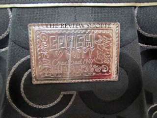Coach 15865 Signature Op Art Poppy Glam Tote Bag Purse Black & Silver 