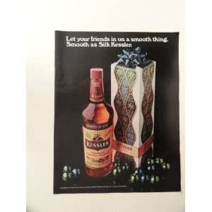  Kessler,smooth as silk whiskey, 1971 print ad (big bottle 
