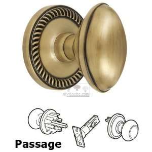 Passage knob   newport rosette with eden prairie knob in vintage brass