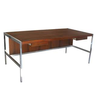 6ft Vintage Jasper Rosewood Chrome Desk Table  