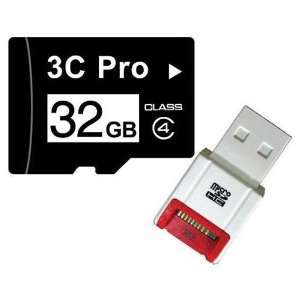  3C Pro 32GB 32G Class 4 C4 microSD microSDHC SDHC Card with SD 