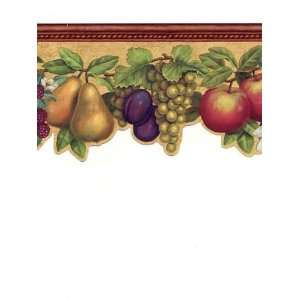 Burgundy Antique Orchard Garland Wallpaper Border  Kitchen 
