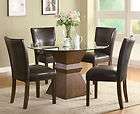   GLASS TOP DINING TABLE & 4 CHAIRS DINING ROOM FURNITURE SET  