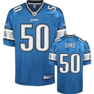  Ernie Sims Jersey Reebok 2009 Authentic Blue #50 Detroit 