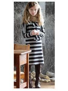 Bird Girls Gray & Black Striped Lightweight Knit Marni Dress Sizes 