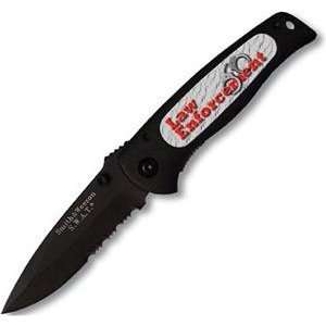   Serrated with Insert Knife, Black with Law Enforcement Insert Design