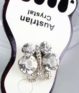   Clear Austrian Crystals BUTTERFLY Invisible PETITE Toe Ring  