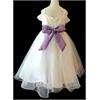 White Purple Pageant Wedding Flower Girls Dress Gown Size 4 Age 3 5 