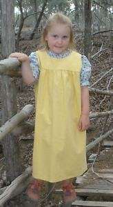 Girl full jumper dress modest 29 inches long cotton yellow pinafore 