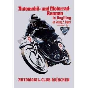 Paper poster printed on 20 x 30 stock. Automobile and Motorcycle Race 