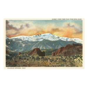  Sunset over Pikes Peak, Colorado Travel Premium Poster 