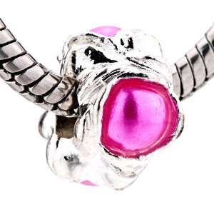  Circle Pink Dots Enamal Spacer Beads Fits Pandora Charm 