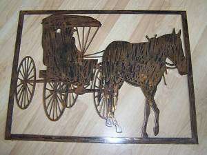 Plasma Cut Metal Art Decor Amish Horse Buggy Carriage  