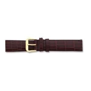   16mm Brown Wild Alligator Gold tone Buckle Watch Band Size 16 Jewelry