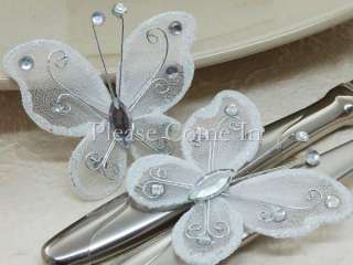 50 White Stocking Butterfly Wedding Decorations 4.5cm  