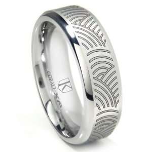   Laser Engraved Wedding Band Ring w/ Ripple Designs Sz 11.0 Jewelry