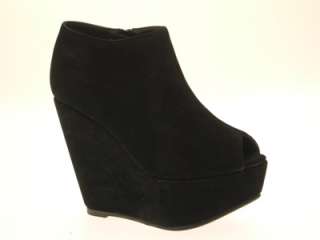 WOMENS WEDGES PEEPTOE WEDGE ANKLE BOOTS SHOES SIZE 3 8  
