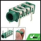 Green Silver Tone 6 Pin 3.5mm Stereo Jack Socket PCB Mount Connector