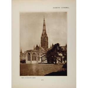  1905 Salisbury Cathedral From The Bishops Garden Print 