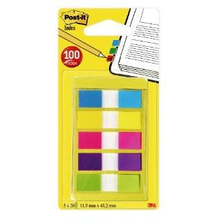 Post it Flags, 1/2 inch, Assorted Bright Colors, One Dispenser of 100 