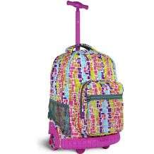 World Sunrise Squares Neon 18 inch Rolling Backpack   