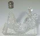 Antique Victorian Castor Cruet Set Silverplate with 4 Glass Bottles 