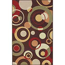   Collection Retro Circles Modern Brown Rug (67 x 92)  