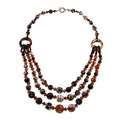 Valenza Brass 800ct TGW Red/ Brown Agate and Crystal Strand Necklace