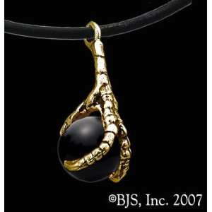 Eagle Claw Necklace with Gem, 14k Yellow Gold, Black Obsidian set 