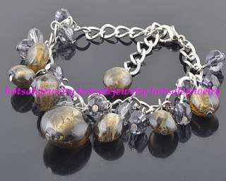 wholesale 8ps colored silver foil glass beads bracelets  