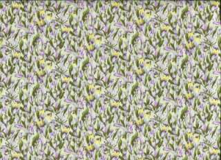   LAV YELLOW FLORAL   Cotton Fabric BTY for Quilting, Crafts, Clothing