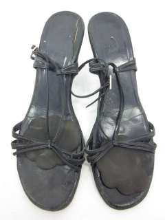 AUTHENTIC GUCCI Black Strappy Ankle Strap Sandals Sz 8  