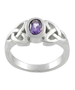 Sterling Silver Celtic Knot Amethyst Fashion Ring  